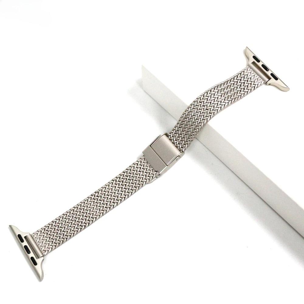 Band for Apple Watch Series 9 8 7 6 SE  Slim Milanese strap for iWatch stainless steel wire mesh chain girls wrist 40 41mm