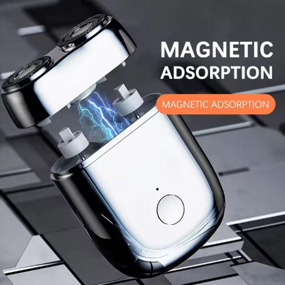 Rechargeable Pocket Double Head Razor Magnetic Facial Beard Trimmer Mini Electric Shaver  Travel
