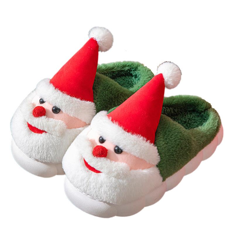 Cozy And Warm Christmas Santa Themed Home Slippers For Men And Women In Thick Non-slip Design