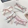 Sweet Quilted Bow Love Flap Pencil Case Organizer Coin Purse  Girly Cosmetic Bag Women Portable Sundries Storage Bag Gift