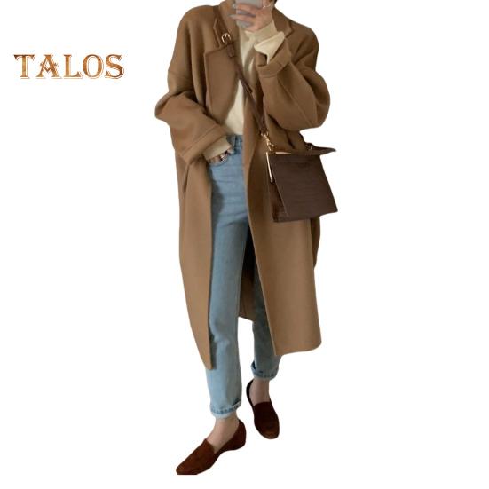 Kvinners ulljakke Langermet jakke med frontlommer Uformelt yttertøy kvinnelig overfrakk for høst og vinter daglig bruk