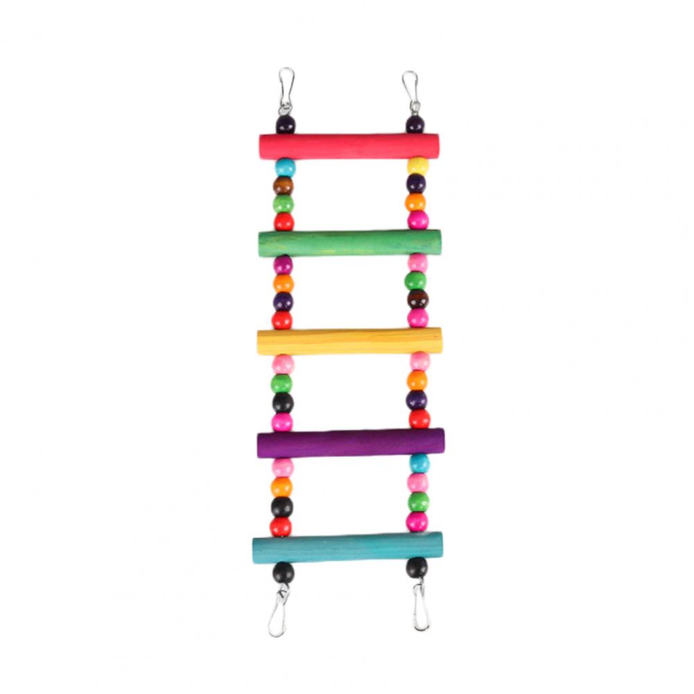 Bird Ladder Colorful Beads Swing Combination Bird Toy Parrots Chewing Training Toy Pet Bird Hanging Hammock Bird Climbing Ladder