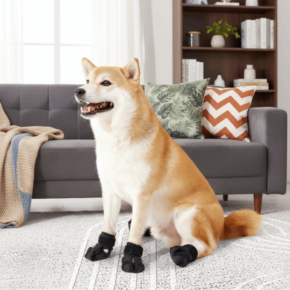 4pcs/set Comfortable Pet Foot Covers Adjustable Paw Protectors Dog Booties Socks  Protect Claws