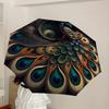 1pc Peacock Feather Mandala Design Umbrella with Plastic Handle,Suitable for All Seasons Home Travel Outdoor UmbrellaDD1646