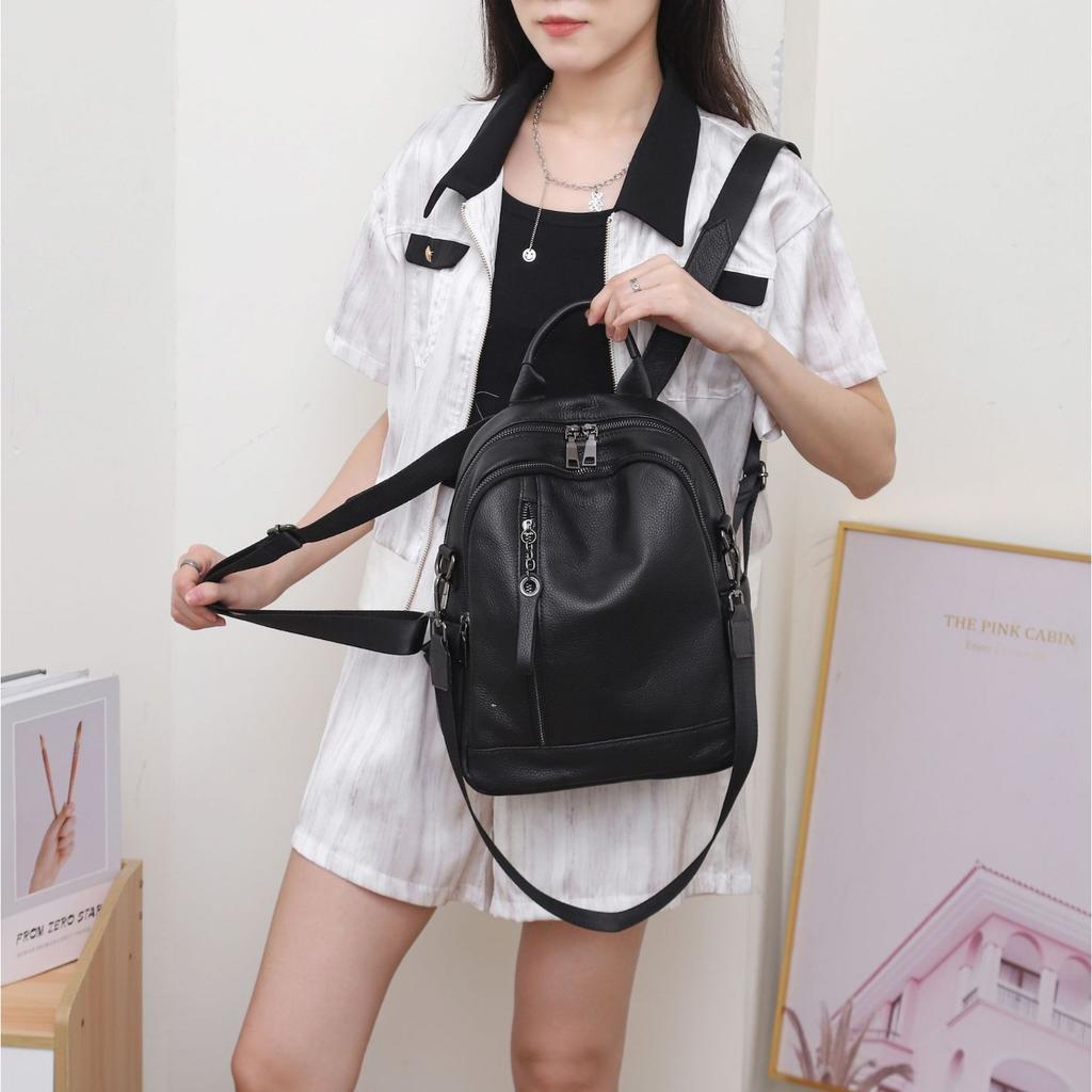 Cowhide Women's Backpack, Large-capacity Versatile Fashion Travel Schoolbag, Soft Leather Large-capacity Women's Bag