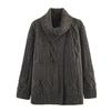 New, retro twist asymmetrical lapel knitted cardigan lazy coat