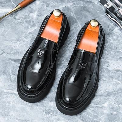 Fashion Classic Brand Men's Leather Casual Shoes Thick Soled Comfortable Loafers Versatile Black Business Office Men's Work Shoes