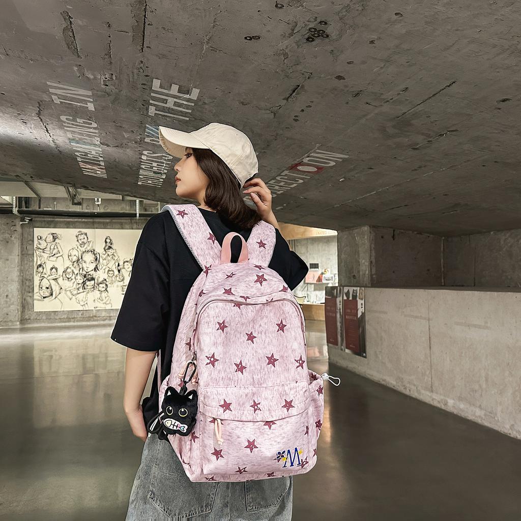 Schoolbag American Style Star Backpack Male and Female College Students High Value Ins Large Capacity Lightweight Simple Junior High School Bag