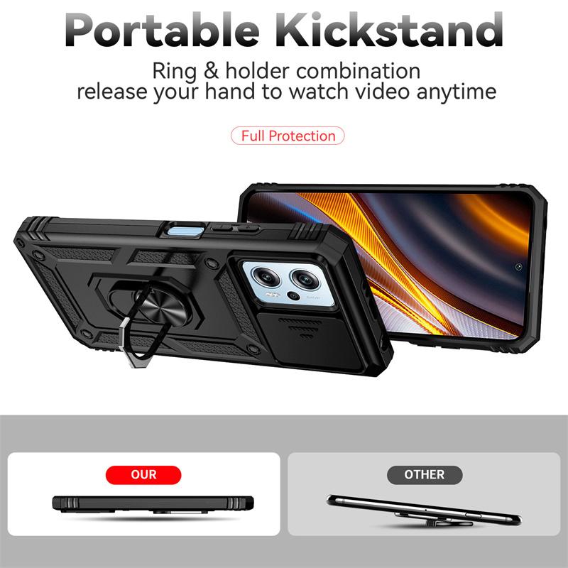 For Xiaomi Poco X4 GT 5G Case Magnetic Holder Ring Armor Cases For Poko Little X4 GT X4GT PocoX4 GT 5G Slide Lens Protect Cover