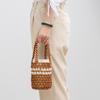 Borse Secchiello Casual Color Spiaggia con Perline Borse a Mano Estive Fatte a Mano con Perline di Legno Borse Tote Traforate per Donne Pochette da Signora