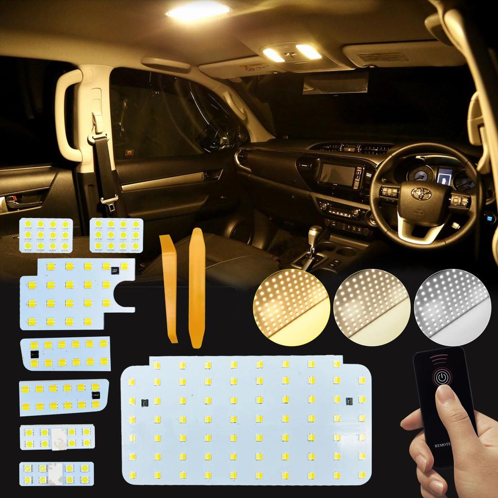 Zealsun 200 Series Hiace LED Room Lamp Regius Ace 200 Super Custom Interior LED Bulb Dimmable and Memory Remote and Special Tools Included Set,