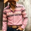 Retro Western Style Men's Long Sleeve Navajo Diamond-Shaped Tribal Print Outdoor Travel Loose Top