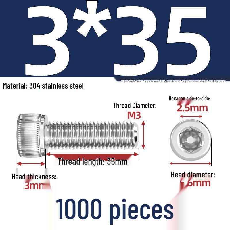 304 Stainless Steel Hex Socket Head Cap Screws, M2-M10, Extended Length