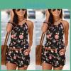 Stylish Women's Backless Jumpsuit With Pockets And Floral Design For Effortless Fashion