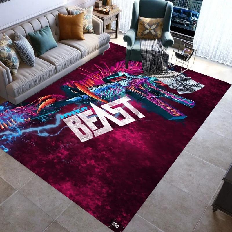 Retro Guns Pistol Ammunition Bullet Cartridge AK M4 Rug Carpet for Living Room Bedroom Decor Non-slip for Sofa Doormat Mat
