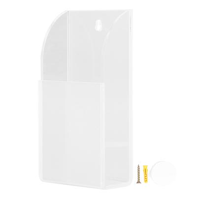 Acrylic Remote Control Holder Simple Wall Mount Media Organizer Transparent Cosmetics Stand1 Cell