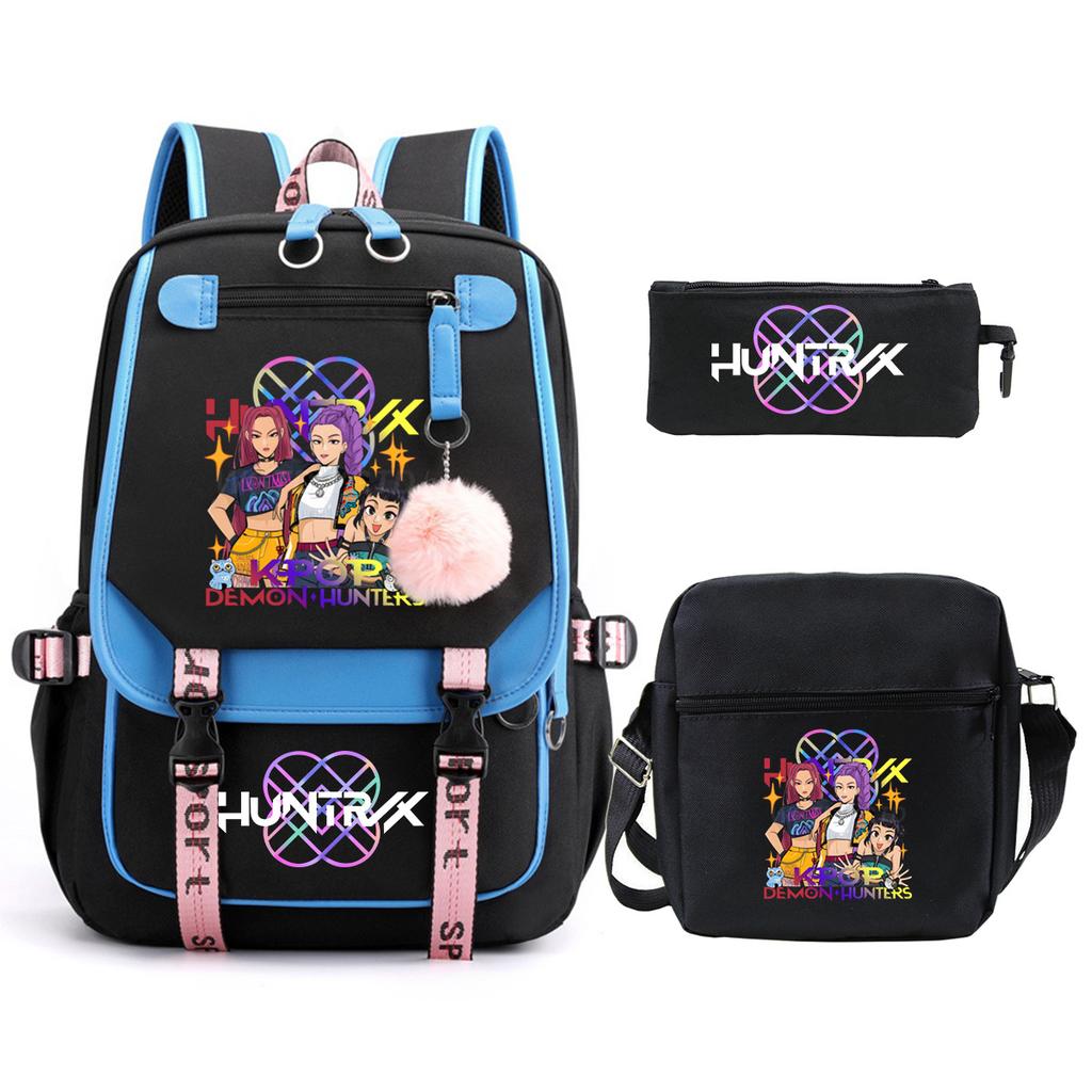 KPop Demon Hunters Korean version of student school bag children's backpack pencil bag set