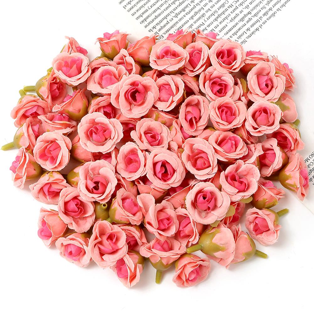 10/40Pcs Rose Artificial Flowers 2CM Fake Flowers Home Room Decor Garden Wedding Decoration DIY Scrapbook Garland Gift Accessory