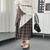 Plus size women clothing [Maillard Set] Autumn Chubby Girl Bohemian Waste Soil Wind Cover up Skirt Two-piece Set