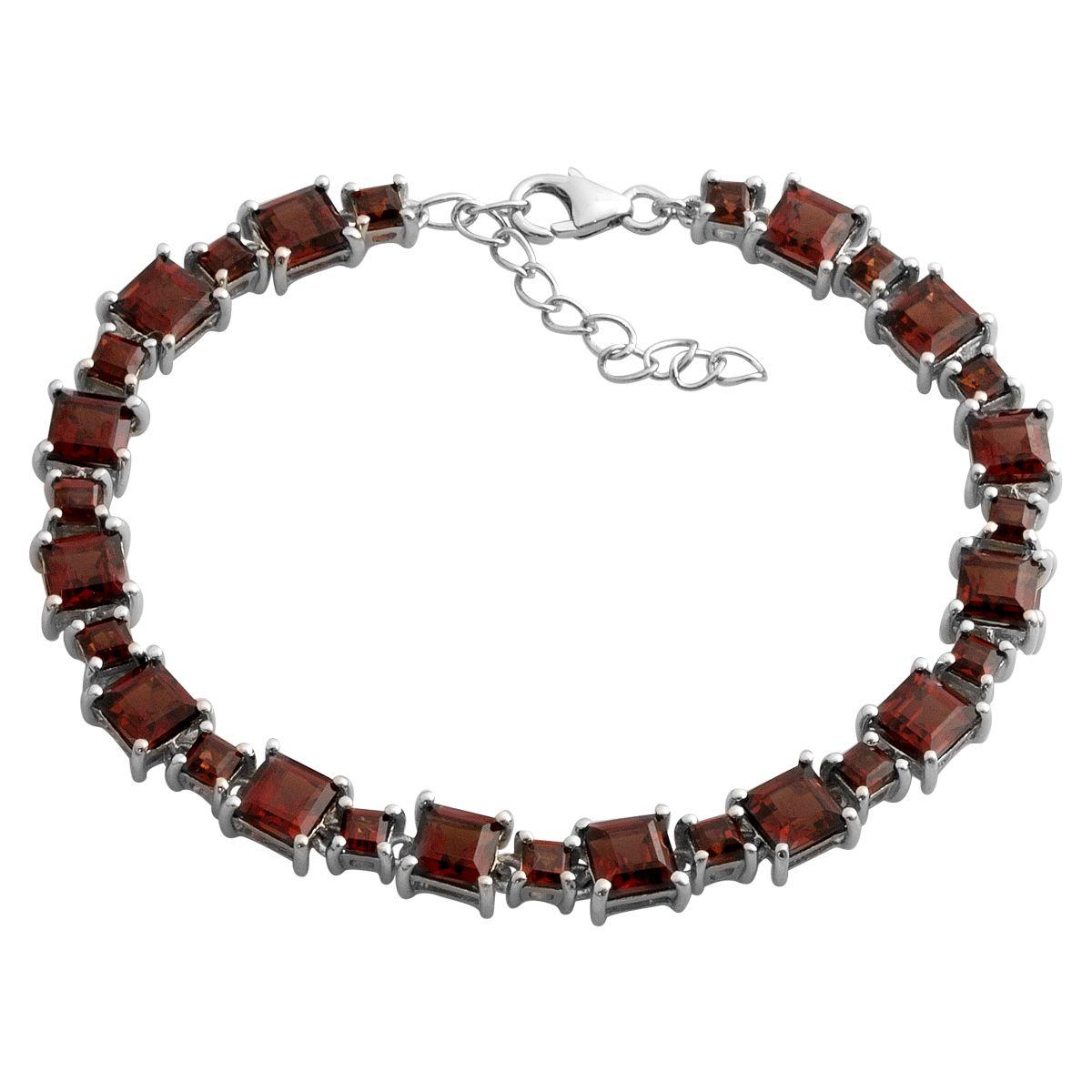 

Silver bracelet with natural garnet 15.11ct, product weight 10.49 g (2182146) 17-20cm темні цукерки apple червоний колір