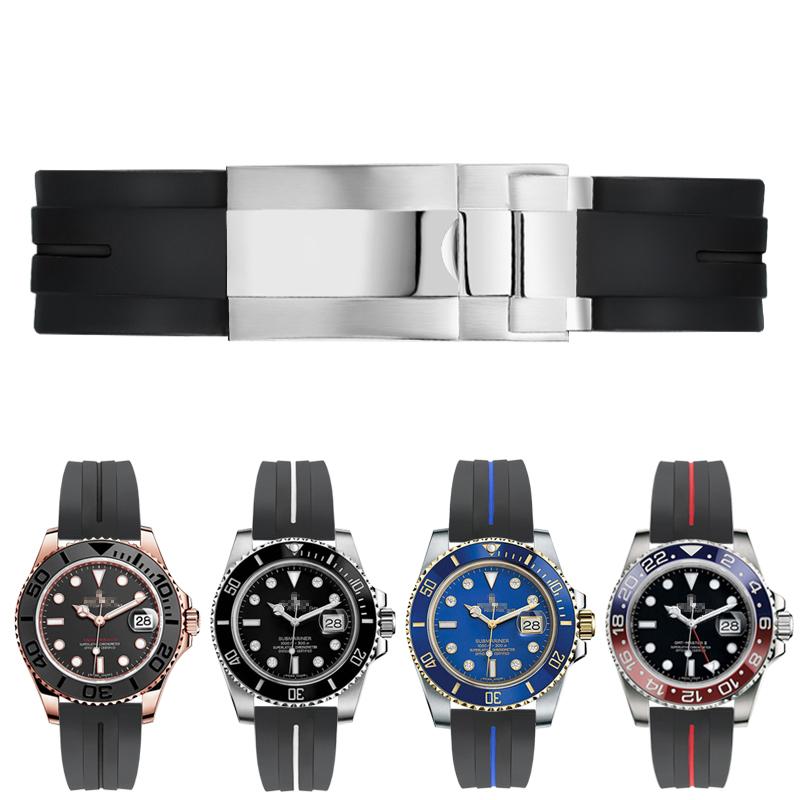 Correa de Reloj de Caucho Para Seiko Tudor Citizen Correa Con Hebilla de Acero Inoxidable Pulsera de Reloj Impermeable 20mm 21mm Negro Azul