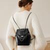 Korean Niche 2024 Cowhide Large-Capacity Retro Backpack & Crossbody Bucket Bag