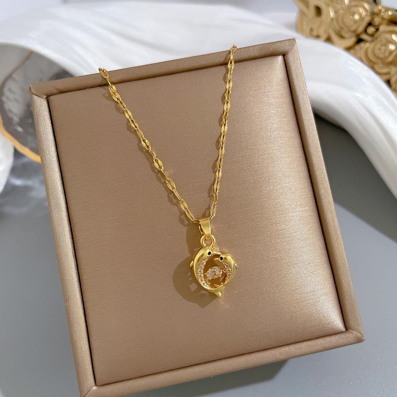 

Wind Spirit Dolphin Necklace for Women Fresh Micro Set Simple Versatile Choker Unique Elegant Look