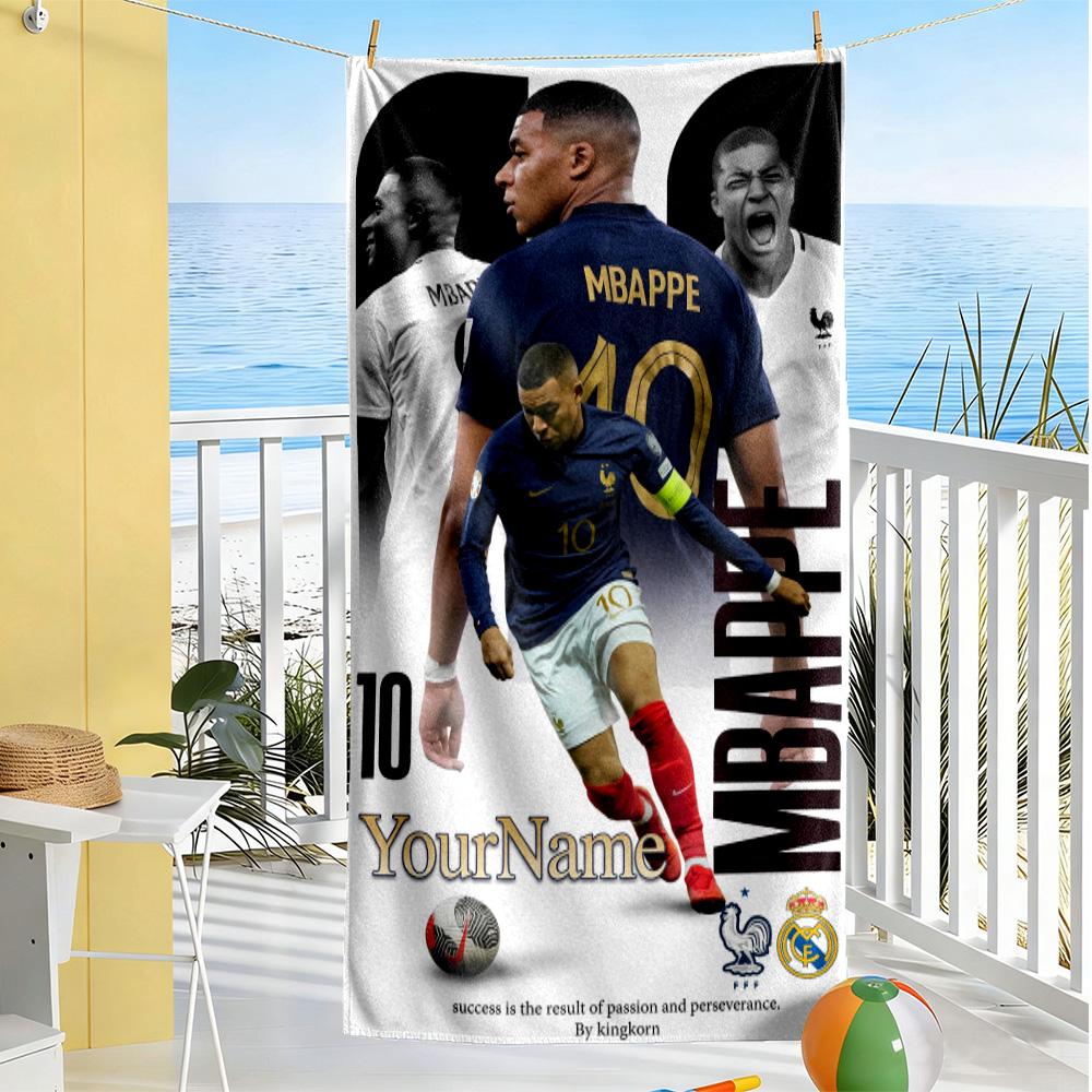 Mbappe Personalisierter Name Strandtuch Super Weich & Saugfähig Perfekt für Reisen Yoga Camping und Schwimmen
