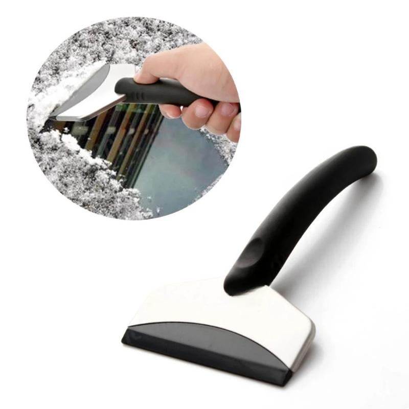 Stainless Steel Long Handle Car Defrosting Shovel for Winter Defrosting and Scraping. Black Curved Handle Snow Scraper for Cars