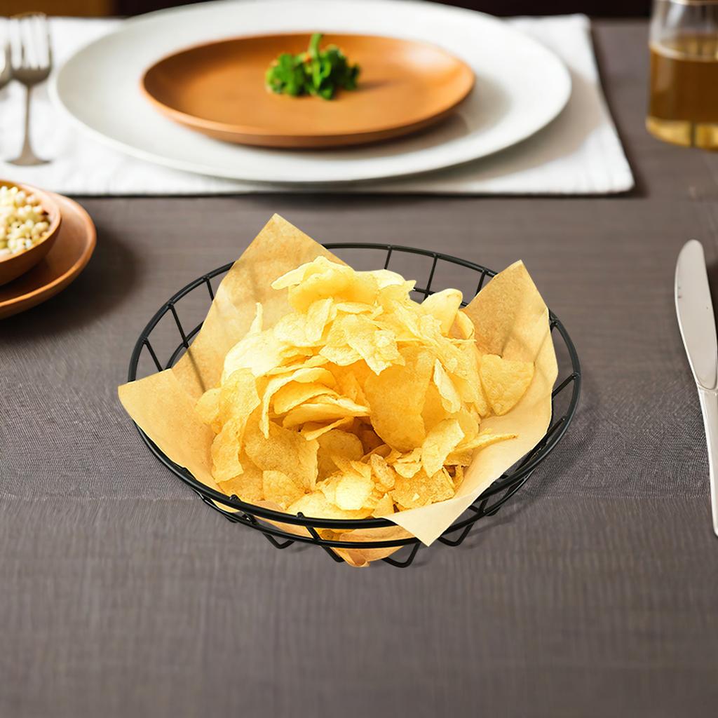 2Pcs Iron French Fries Storage Basket Hollow Design for Snacks Fruit Dessert Bread Chips Serving Home Hotel Party Decorative