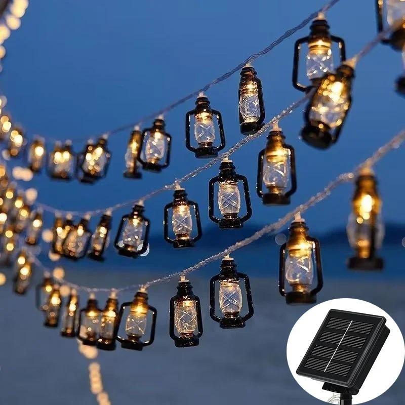 

LED Solar Mini Retro Kerosene String Light Eid Mubarak Star Moon Palace Lantern Ramadan Halloween Decoration Fairy Light 5M20LEDS