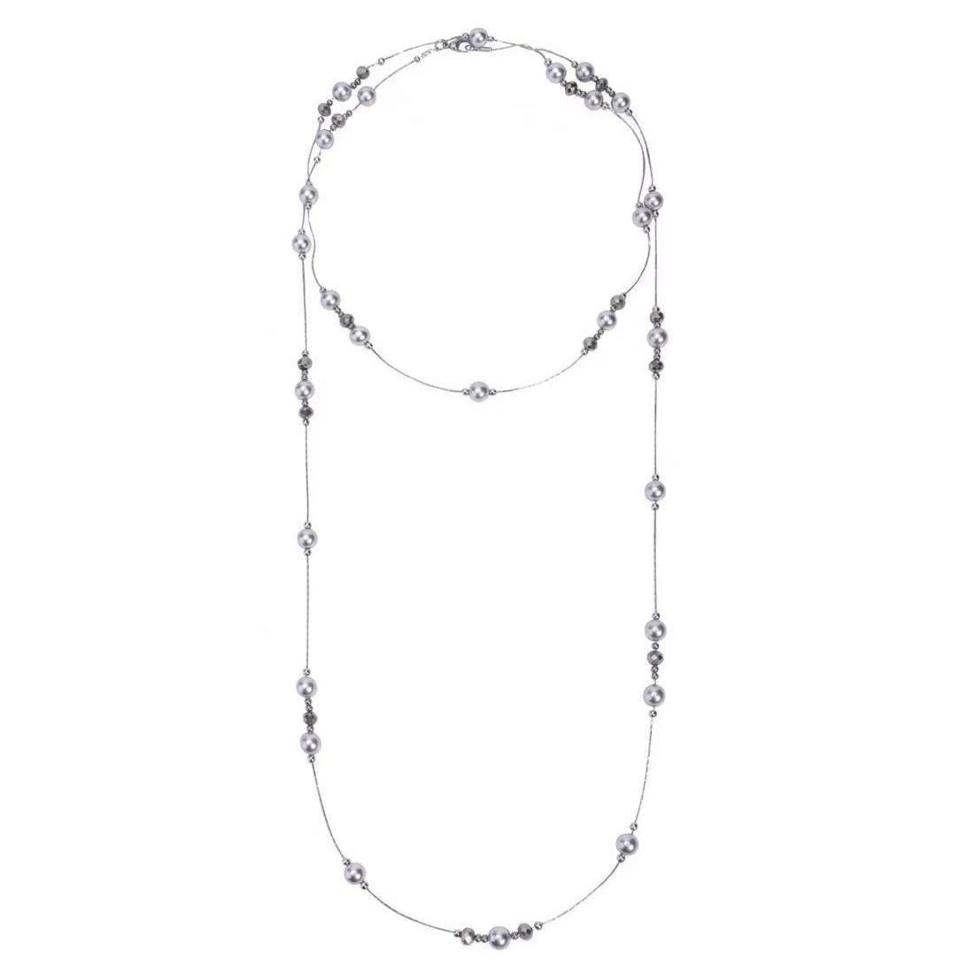 

High-end long style, a variety of wearing methods, sweater chain, high-end gray pearl necklace, femininity, niche light luxury collarbone chain