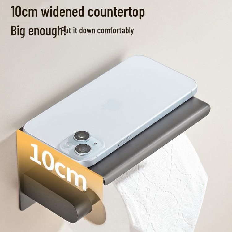 Stainless Steel Bathroom Tissue Holder with Phone Shelf