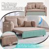 Multifunctional Fabric Sofa, Pull-Out Folding Sofa, with Storage Pockets on the Armrests, with USB Charging Function and Cup Holders (khaki, Chenille)