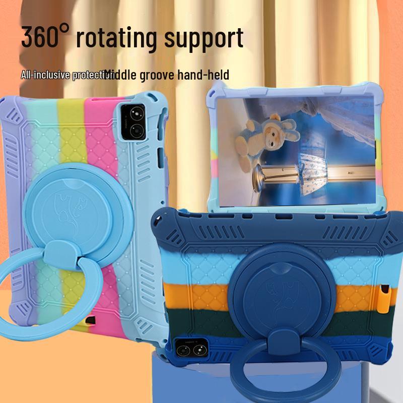 Rotatable Leather-Texture Silicone Case for Teclast T40 5G Tablet, Anti-Drop Protection