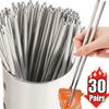 30 Paar Chinesische Essstäbchen Edelstahl Rutschfest Sushi Essstäbchen Koreanisches Japanisches Essen Metallstäbchen Wiederverwendbares Küchengeschirr