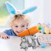 2Pcs/Set Hand-Painted Resin Rabbit Decoration Carrot-Carrying Bunny Statue  Carrot Egg Decoration
