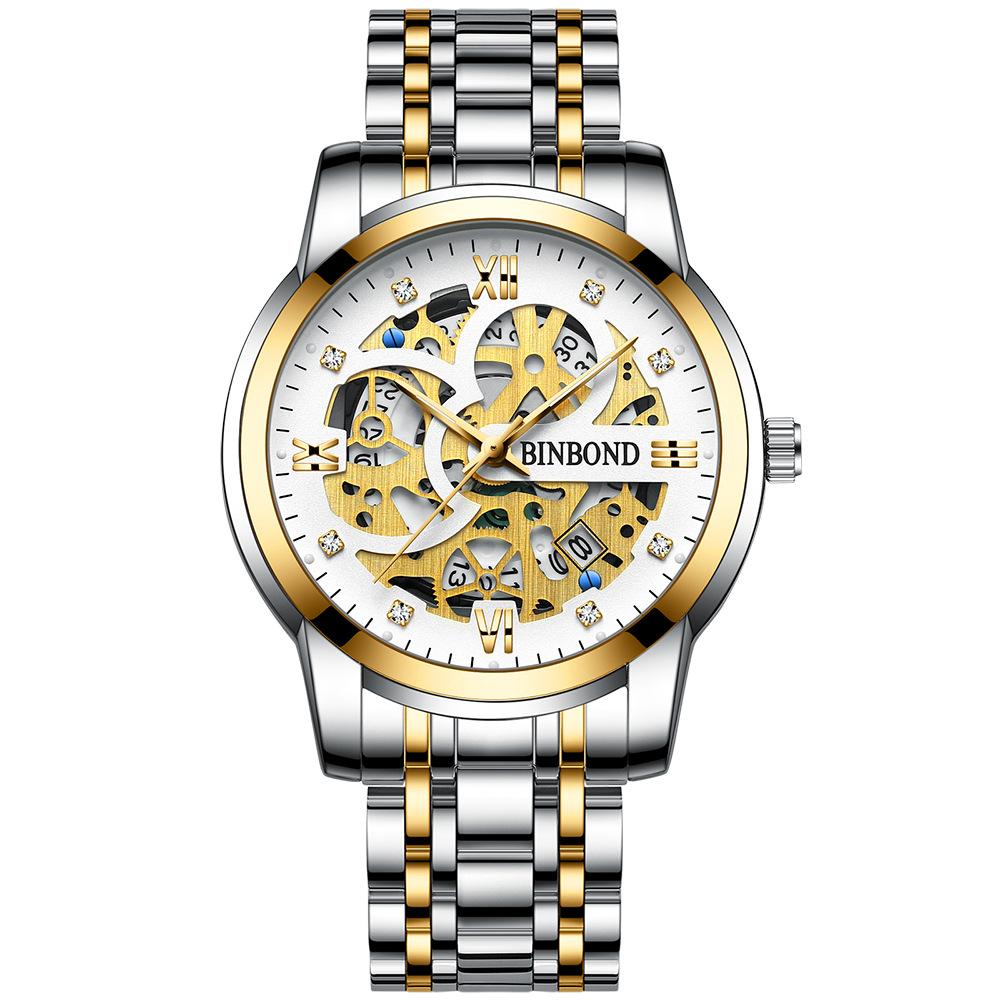 2025 new fully automatic non-mechanical watch men's waterproof calendar luminous tourbillon trend men's hollow design