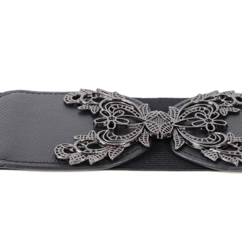 PU Leder Taillenband Elastischer Taillenformer für Damen Mädchen Stilvoller Breiter Gürtel Taillenornament für Modische Dame