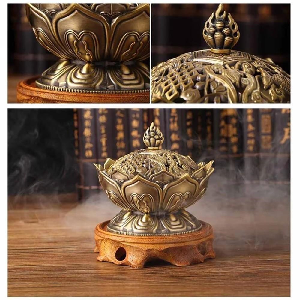 Chinese Alloy Handmade Censer Brass Incense Tools Mini Sandalwood Censer Incense Art Ornaments