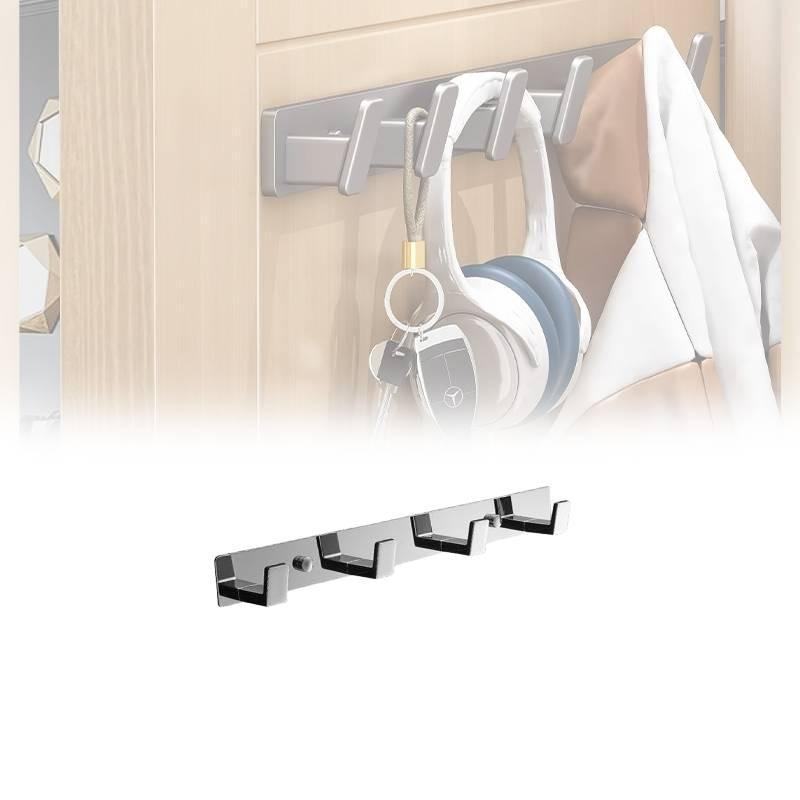 4 Hooks Coat Wall Mount Screw Hook Chrome Bath Towel Robe Rack Bathroom Kitchen