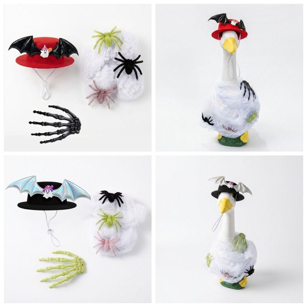Bat Wings Halloween Goose Outfits Fake Cobweb Lawn Goose Clothes  Yard Ornaments