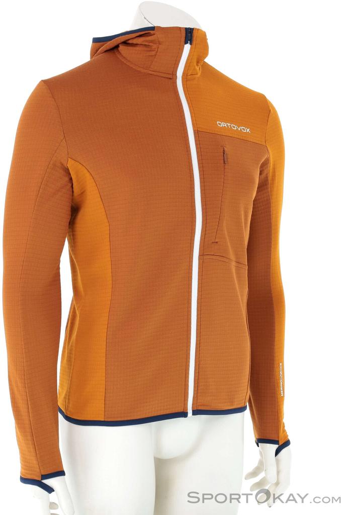 Jacket Ortovox Fleece Light Grid Hooded JKT M Bristle Brown