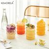 4PCS Set 350ML/470ML Drinking Glasses With Glass Straw 16Oz Shaped Glass Cups Beer Glasses Iced Coffee Tumbler Cup
