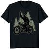 Bigfoot Riding Motorcycle In Forest T-shirt