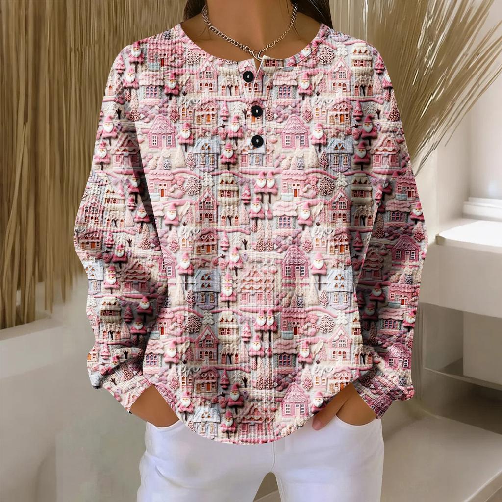 Women's Casual Shirts Long Sleeve Tops Button Up V Neck Loose Knit Fall Favorites For Women