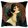 Luxury Art Deco Bohemian Throw Pillow Cushion Cover Case 40x40cm Chic Woman Portrait Decorative Home Decor Canvas Print