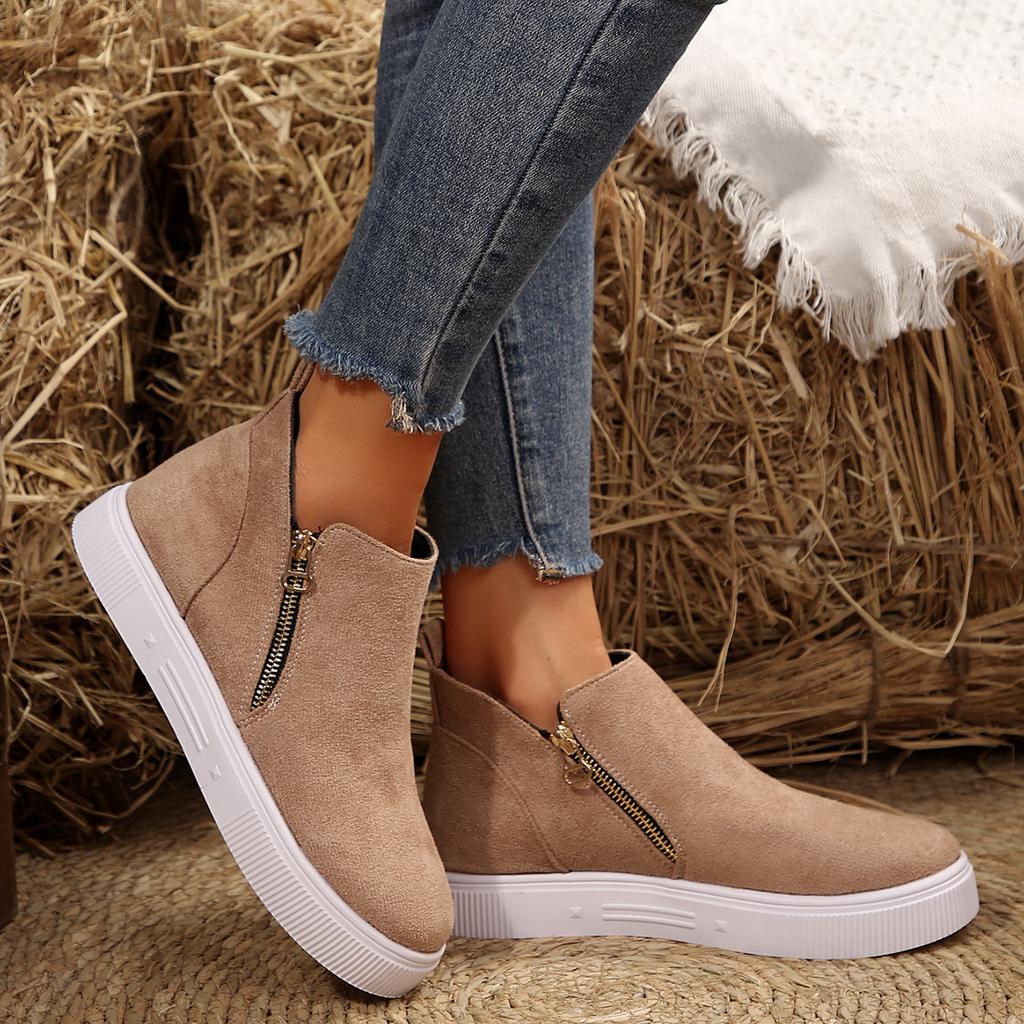 Fashion Winter Snow Boots Women Winter Comfortable Shoes Zip Warm Plush Cold Winter Fashion Shoes Flat Cotton Brand Ladies Ankle Boots