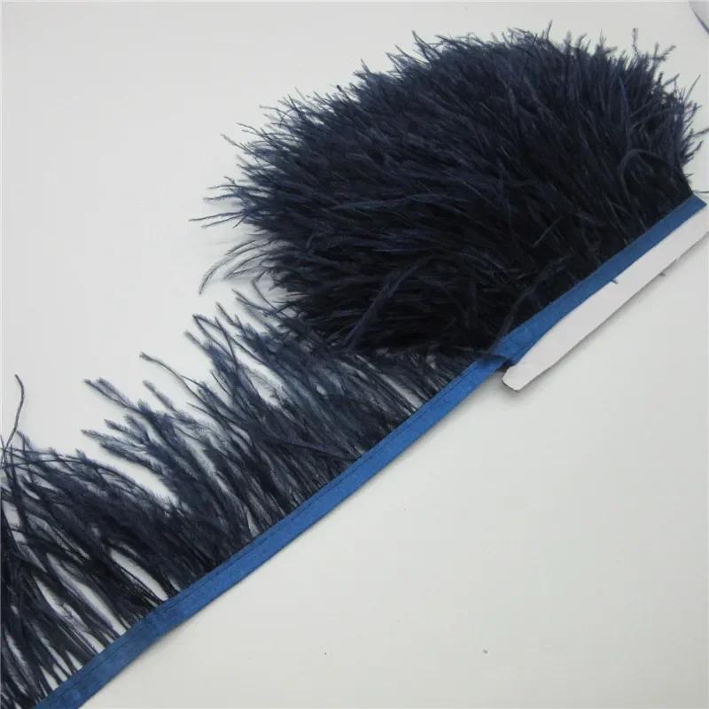 Feather1Meter Fluffy White Ostrich Feathers Trim Fringe 8-10cm Feather Ribbon for Wedding Party Sewing Dress Clothing Decoration Crafts