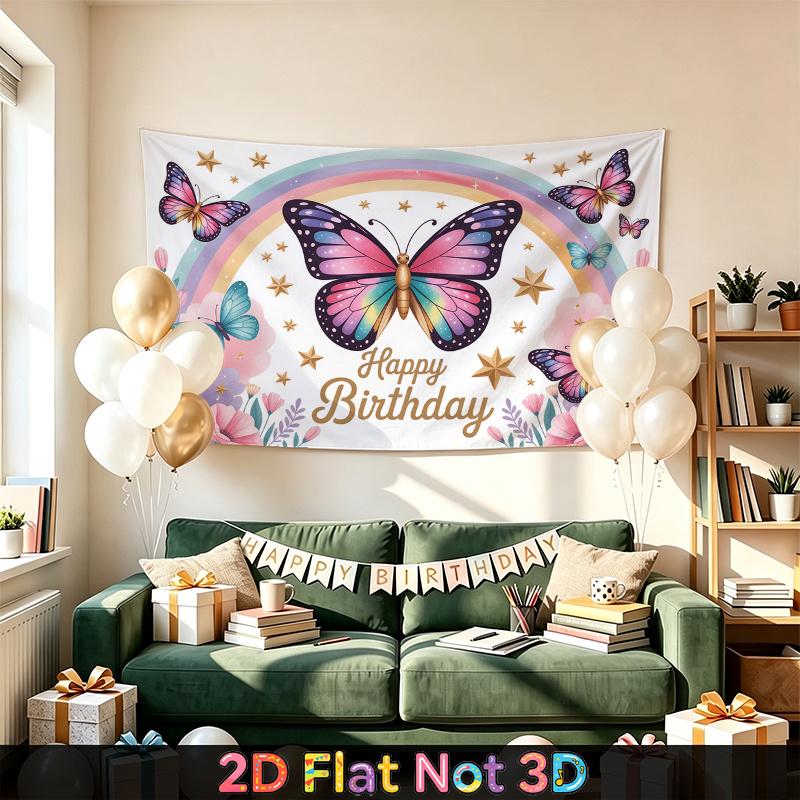 Butterfly Flower Party Backdrop 1pc - Celebration Decor